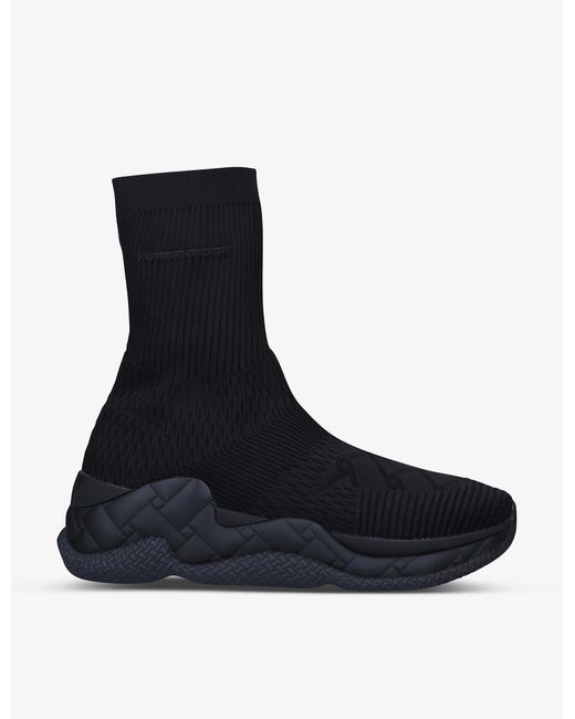 Kurt Geiger London Ribbed Stretch-knit High-top Sock Trainers in Black for  Men | Lyst