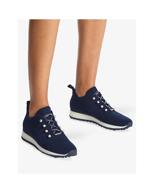 Jimmy Choo Blue Veles Cashmere Knitted Trainers