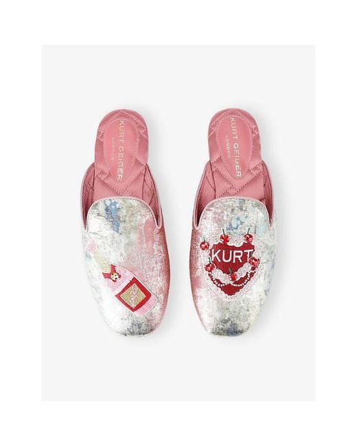 Kurt Geiger Multicolor Embroidered Jacquard Satin Slippers
