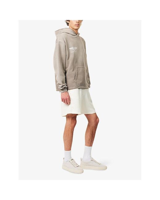 Represent White Panelled Relaxed-Fit Knitted Shorts for men