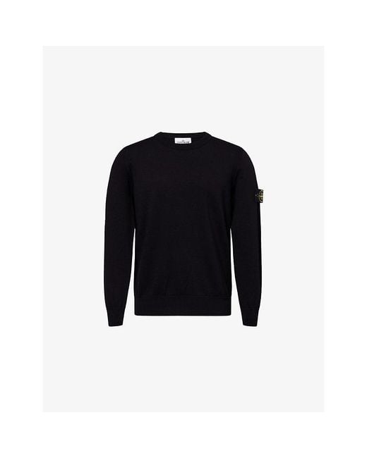 Stone Island Blue Badge Crewneck Cotton-Knit Jumper for men