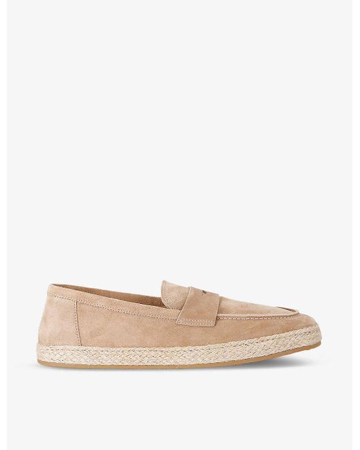 Brunello Cucinelli Natural Espadrille-sole Panelled Suede Penny Loafers for men