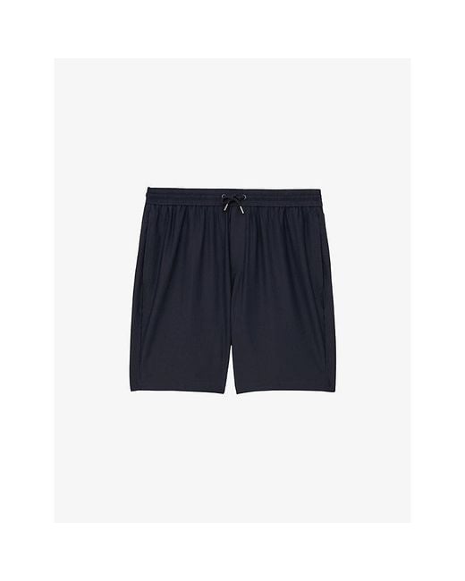 Reiss Blue Ajay Seersucker Stretch-Woven Shorts for men