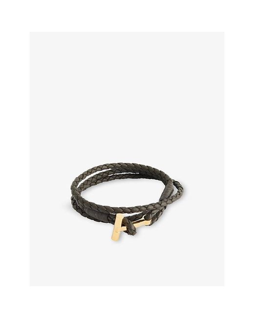 Tom Ford Multicolor Braided Leather Bracelet for men