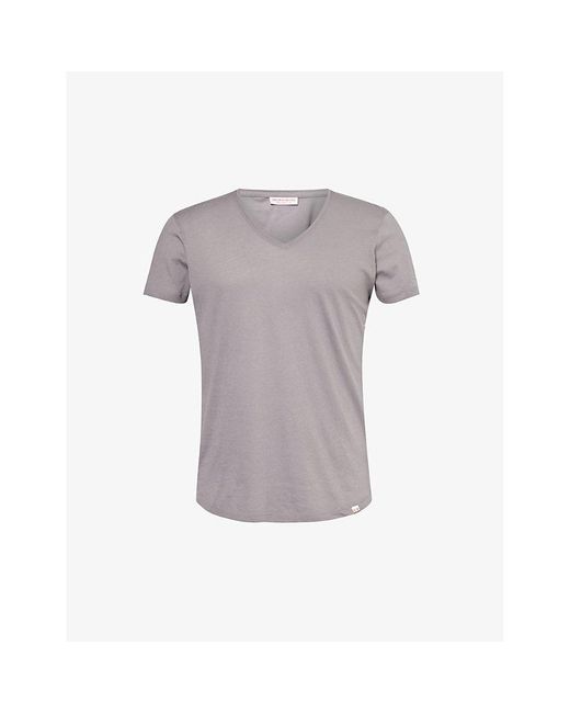 Orlebar Brown Gray Logo-tab Regular-fit Cotton-jersey T-shirt Xx for men