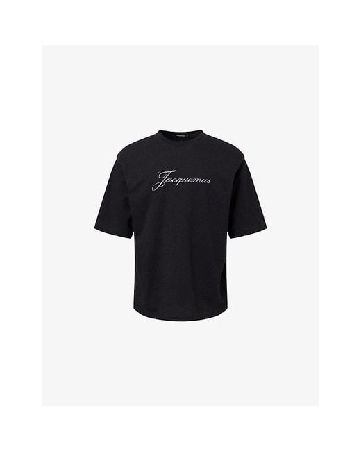 Jacquemus Black Le Logo-Print Cotton And Hemp-Blend T-Shirt for men