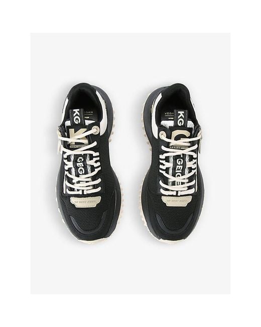 KG by Kurt Geiger Black Lowell Logo-Print Faux-Leather Low-Top Trainers