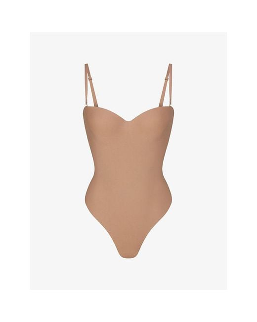 Skims White Body Underwire Thong Bodysuit