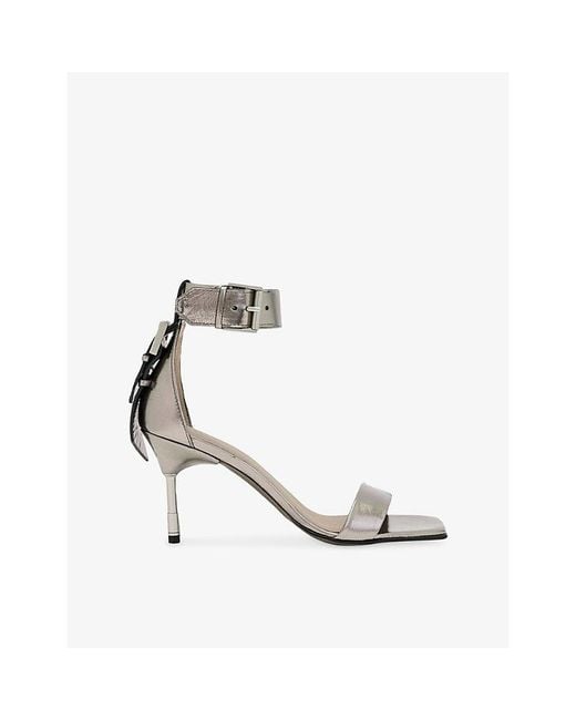 AllSaints White Noir Leather Heeled Sandals