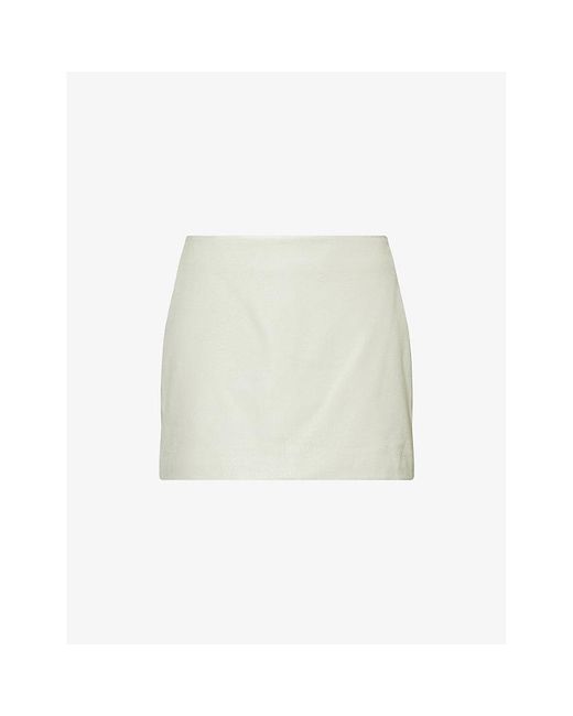 FRAME White A-Line Leather Mini Skirt