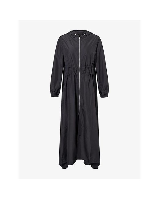 Kayanee Black City Cinched-Waist Soft-Shell Coat