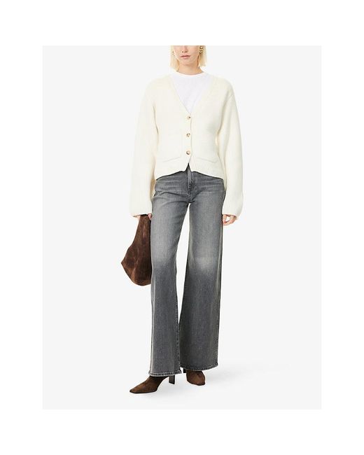 Khaite White Scarlet V-Neck Cashmere Cardigan