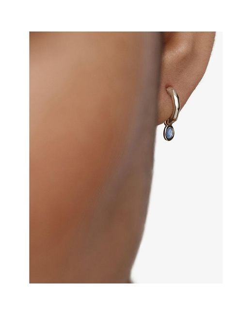 Monica Vinader White September Birthstone Sterling- And Sapphire Huggie Earrings