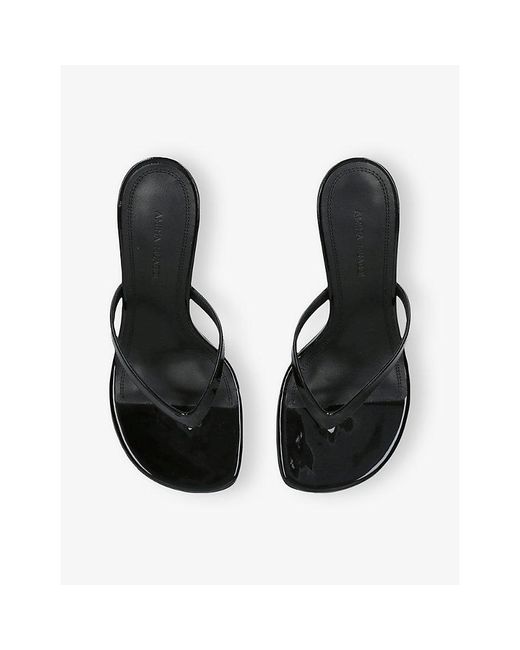 AMINA MUADDI Black Juliette Thong 70 Leather Heeled Sandals