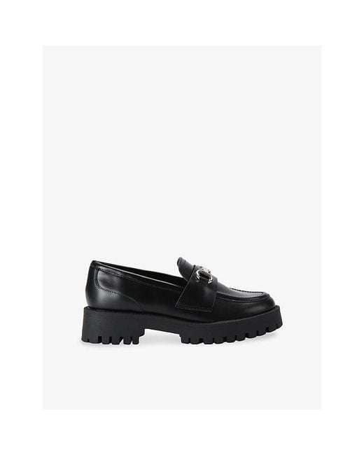 Steve Madden Black Lando Faux-Leather Loafers
