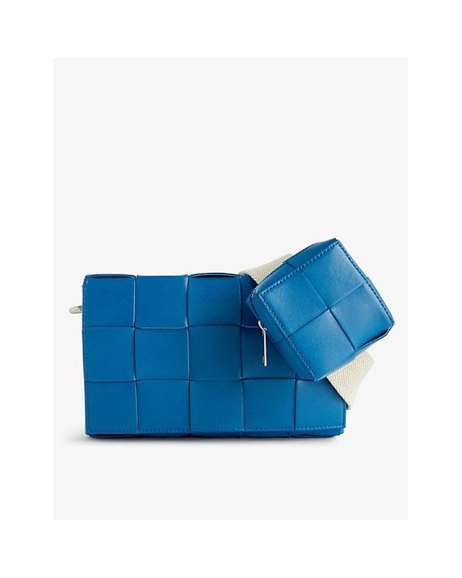 Bottega Veneta Blue Intrecciato-weave Leather Cross-body Bag for men