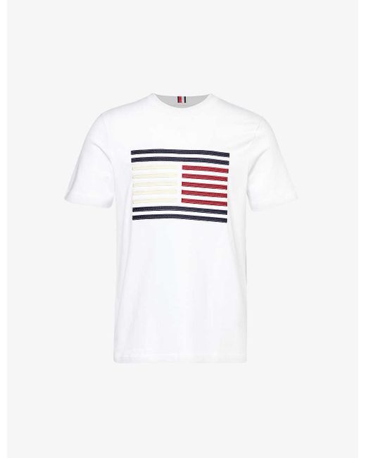 Tommy Hilfiger White Logo-print Cotton-jersey T-shirt X for men