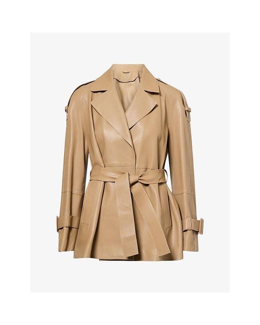 Nour Hammour Natural Nera Belted Leather Jacket