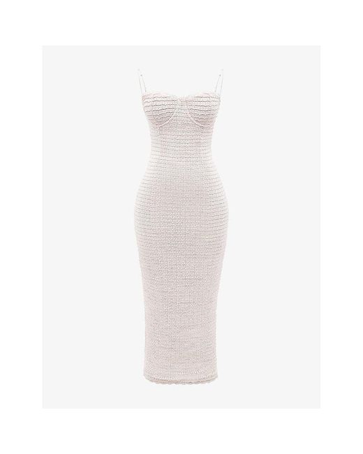 House Of Cb Elinor Frill-Lace Crochet-Knit Midi Dress in White | Lyst UK