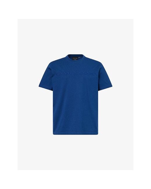 Canada Goose Blue Vantage Logo-Embroidered Cotton-Jersey T-Shirt for men