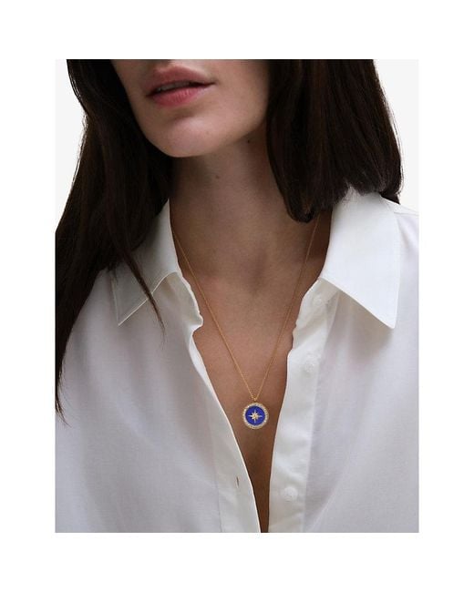 Astley Clarke Blue Polaris Large 18Ct Vermeil, Lapis And Sapphire Locket Necklace