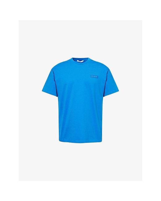 Givenchy Blue Brand-Patch Regular-Fit Cotton-Jersey T-Shirt for men