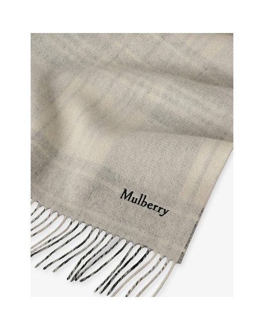 Mulberry Gray Heritage Check Reversible Wool Scarf