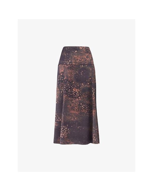 Whistles Purple Spotted Animal Woven Midi Skirt
