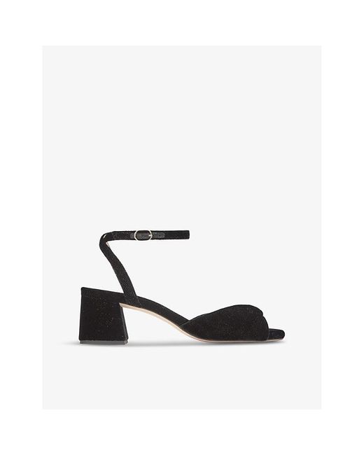 L.K.Bennett White Joelle Twist-Front Velvet Heeled Sandals