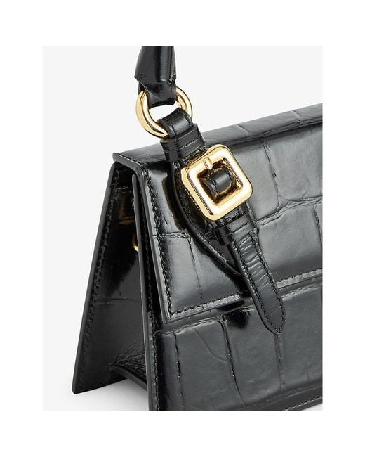 Jacquemus Black Le Chiquito Medium Croc-effect Leather Top-handle Bag