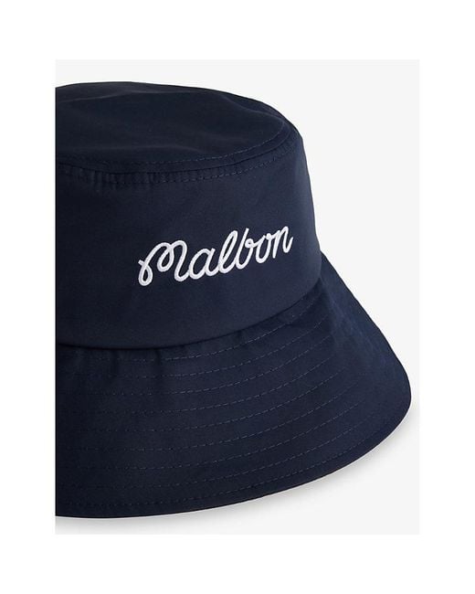 Malbon Blue Brand-Embroidered Woven Bucket Hat for men