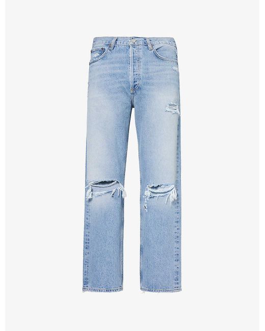 Agolde Blue 90s Distressed Straight-leg Mid-rise Organic-denim Jeans for men