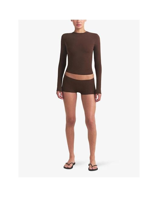 Skims Brown Fits Everybody Long-Sleeve Jersey T-Shirt