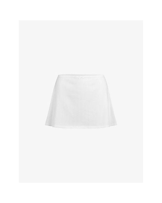 Skims White Drop Needle Pointelle Cotton-Jersey Mini Skirt