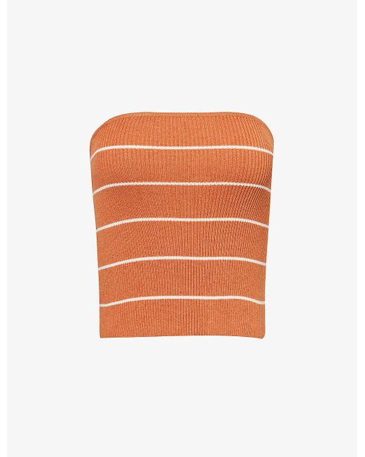 Pretty Lavish Orange Louisa Stripe-pattern Knitted Top