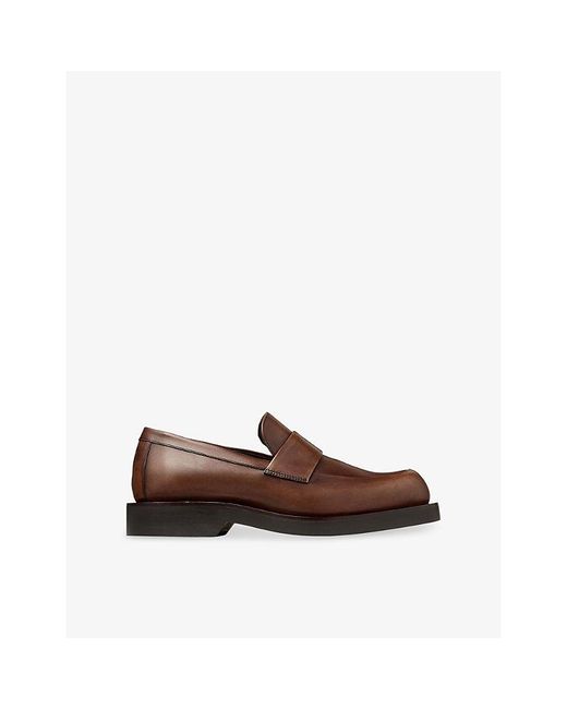 Jimmy Choo Brown Buff Burnished Leather Loafers