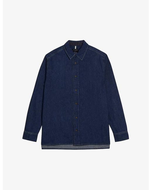 Ted Baker Blue Veyle Contrast-stitch Denim Shirt for men