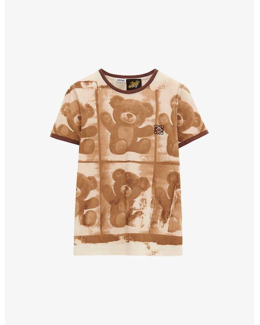 Loewe Natural X Paula's Ibiza Teddy-bear-print Slim-fit Cotton-blend-jersey T-shirt