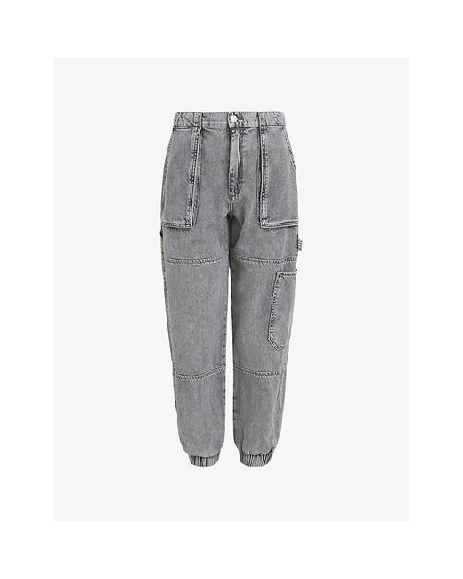 AllSaints Gray Mila Panelled Straight-leg High-rise Jeans