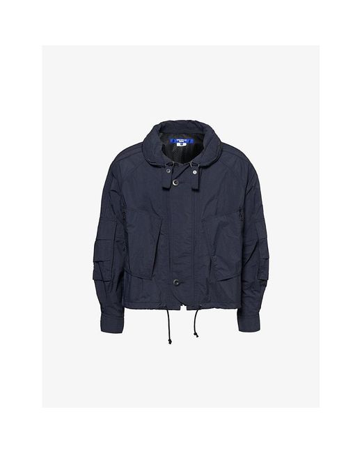 Junya Watanabe Blue Concealed-hood Relaxed-fit Woven Jacket for men