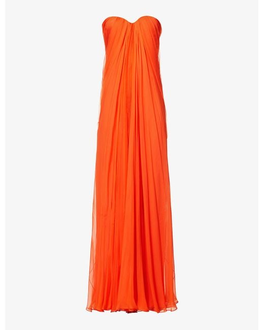 Alexander McQueen Strapless Layered Silkcrepe Gown in Orange Lyst UK