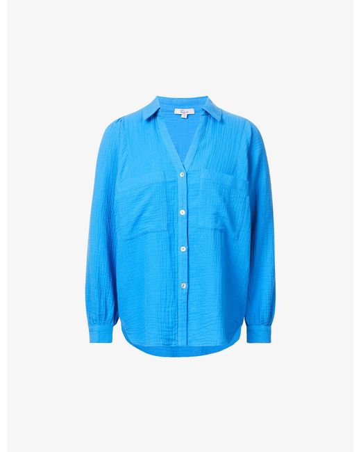 Rails Blue Lauren Puff Sleeve Cotton-gauze Shirt