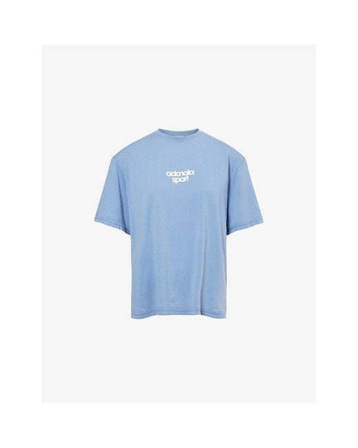 ADANOLA Blue Bold Vintage Logo-Print Cotton-Jersey T-Shirt