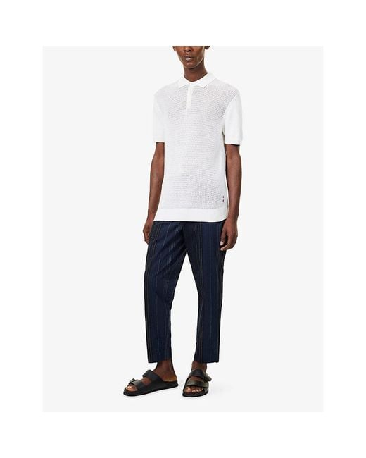 Orlebar Brown White Burnham Tie-Knit Silk And Cotton Polo Shirt for men