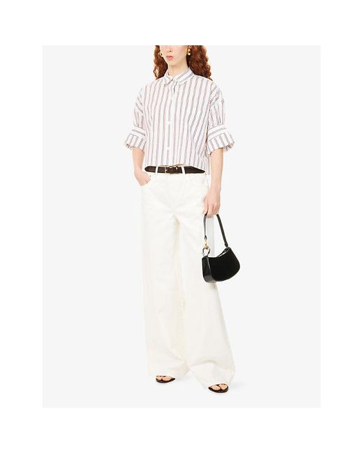 Twp White Next Ex Striped Cotton And Silk-Blend Shirt