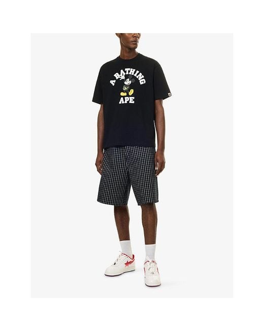 A Bathing Ape Black Bape X Disney Mickey Graphic Cotton-Jersey T-Shirt for men