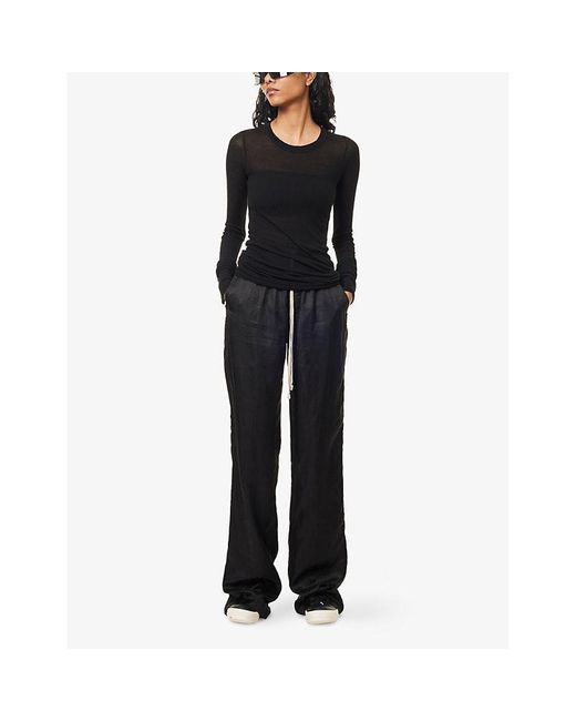 Rick Owens Black Dietrich Drawstring-Waist Woven Trousers for men
