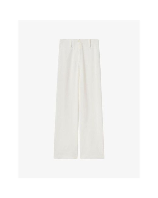 Claudie Pierlot White Straight-Leg Pleated Lyocell-Blend Trousers