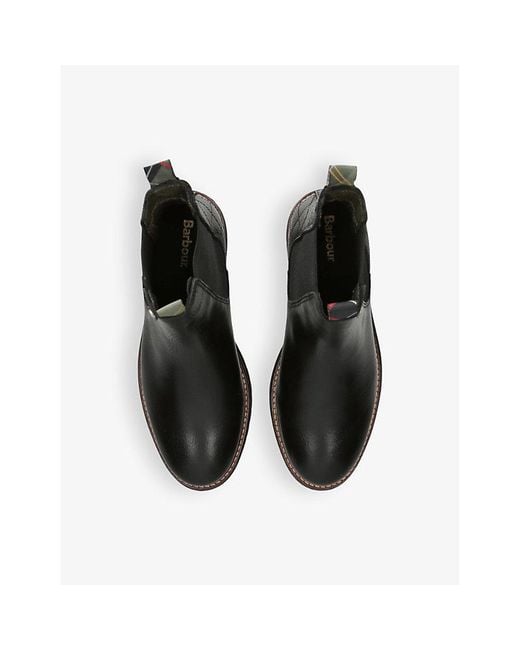 Barbour Black Evie Logo-Plaque Leather Ankle Boots
