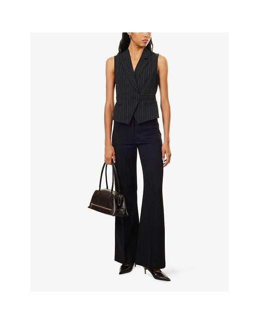 ME+EM Blue Pinstripe Wrap-Over Wool-Blend Waistcoat